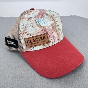 Glacier National Park Topographic Map Cap Hat Locale Outdoor National Geographic